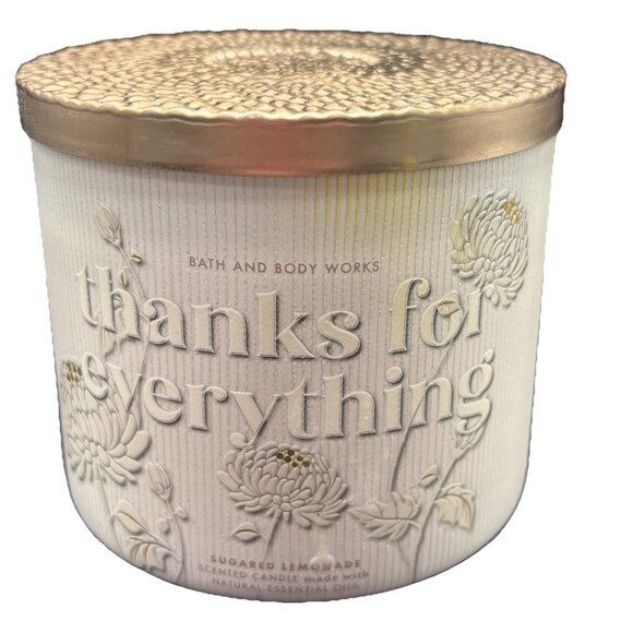 Bath & Body Works Other - Bath & Body Works Thanks For Everything 3 Wick Candle 14.5 oz Sugared Lemonade